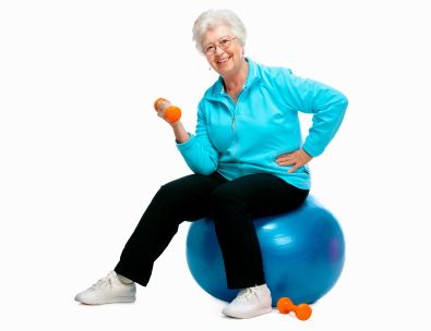 Senior woman with dumbells for strength training exercise